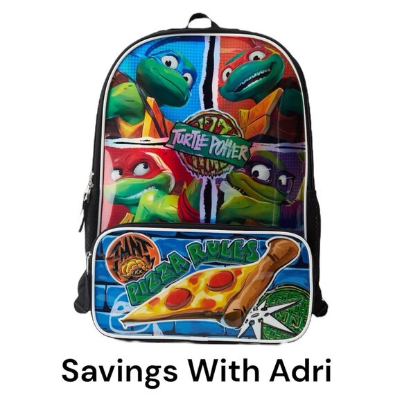 New Nickelodeon Teenage Mutant Ninja Turtles TMNT Pizza Boy's 17" Backpack - Picture 1 of 3